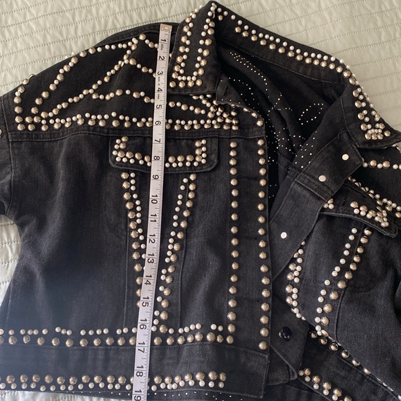 Black denim jacket/ beaded - Picture 6 of 8